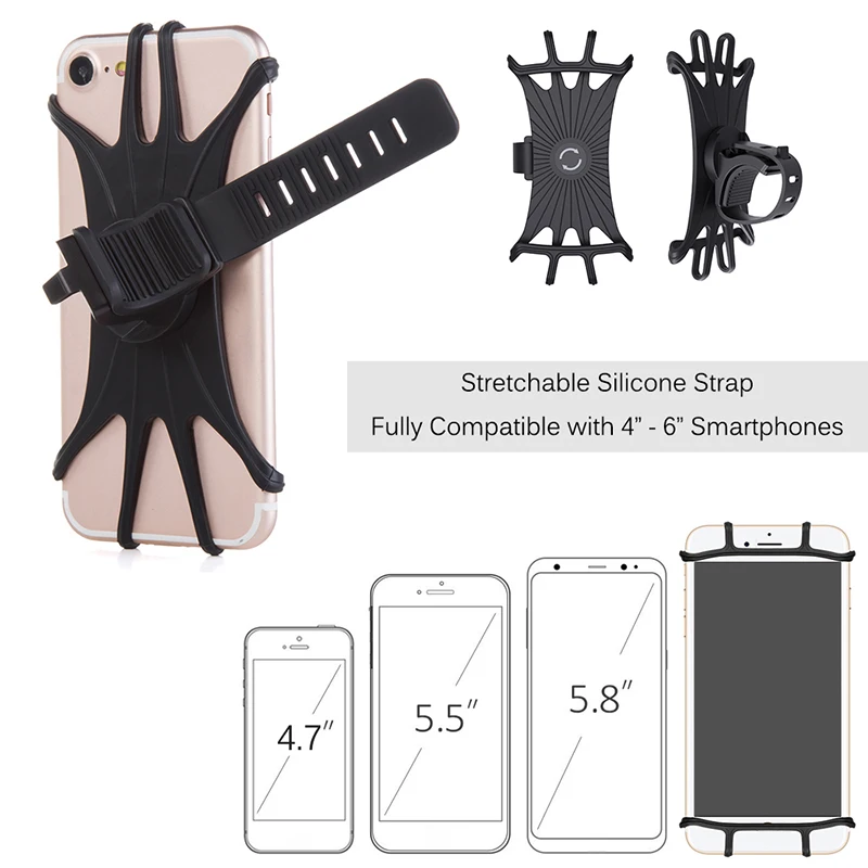 

Silicone Bicycle Phone Holder for IPhone 11 pro max 6 7 8 plus X Xr Xs for Mobile Phone Mount Band Bike GPS Clip Universal
