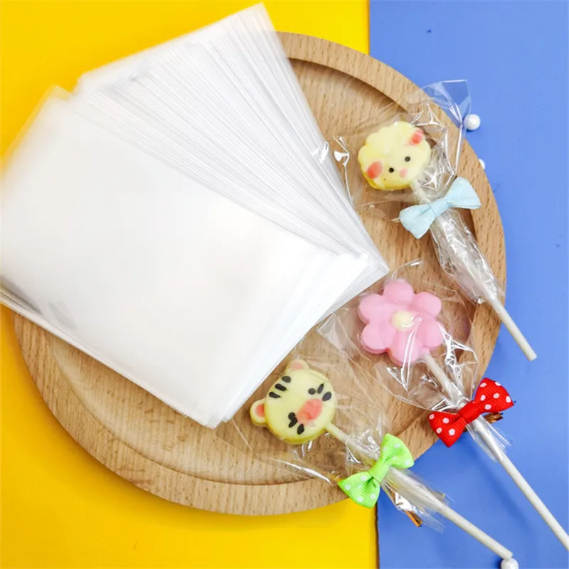 

100pcs Transparent Opp Plastic Bags for Candy Lollipop Cookie Packaging Cellophane Bag Wedding Party Gifts Favors