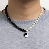 trendy hip hop style color rice bead pearl bead necklace exquisite personality mens splicing clavicle chain mens jewelry gift