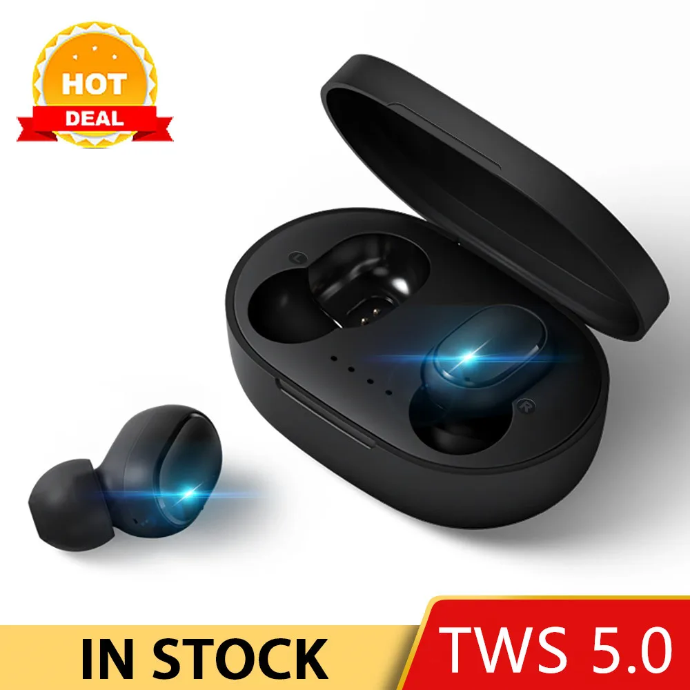 

A6S Bluetooth Headsets For Redmi Airdots Wireless Earbuds 5.0 TWS Earphone Noise Cancelling Mic For Xiaomi iPhone Huawei Samsung