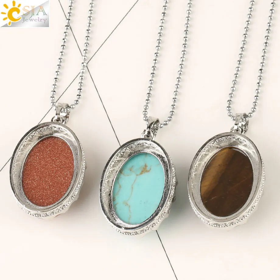 CSJA 30x20 мм ожерелья с подвесками из натуральных камней овальные бусины кристаллом