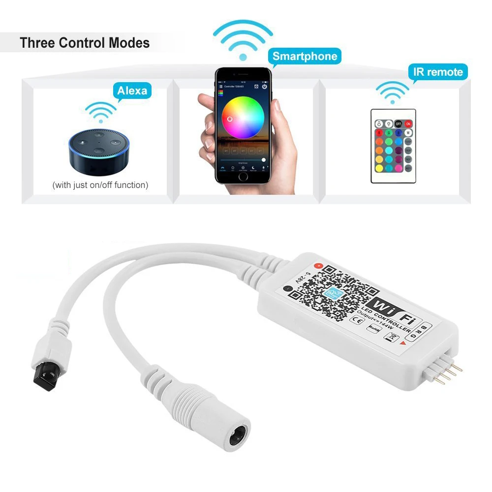 Wi-Fi RGB светодиодный смарт-контроллер полосы для 5050 3528 работы w Alexa Android/IOS APP