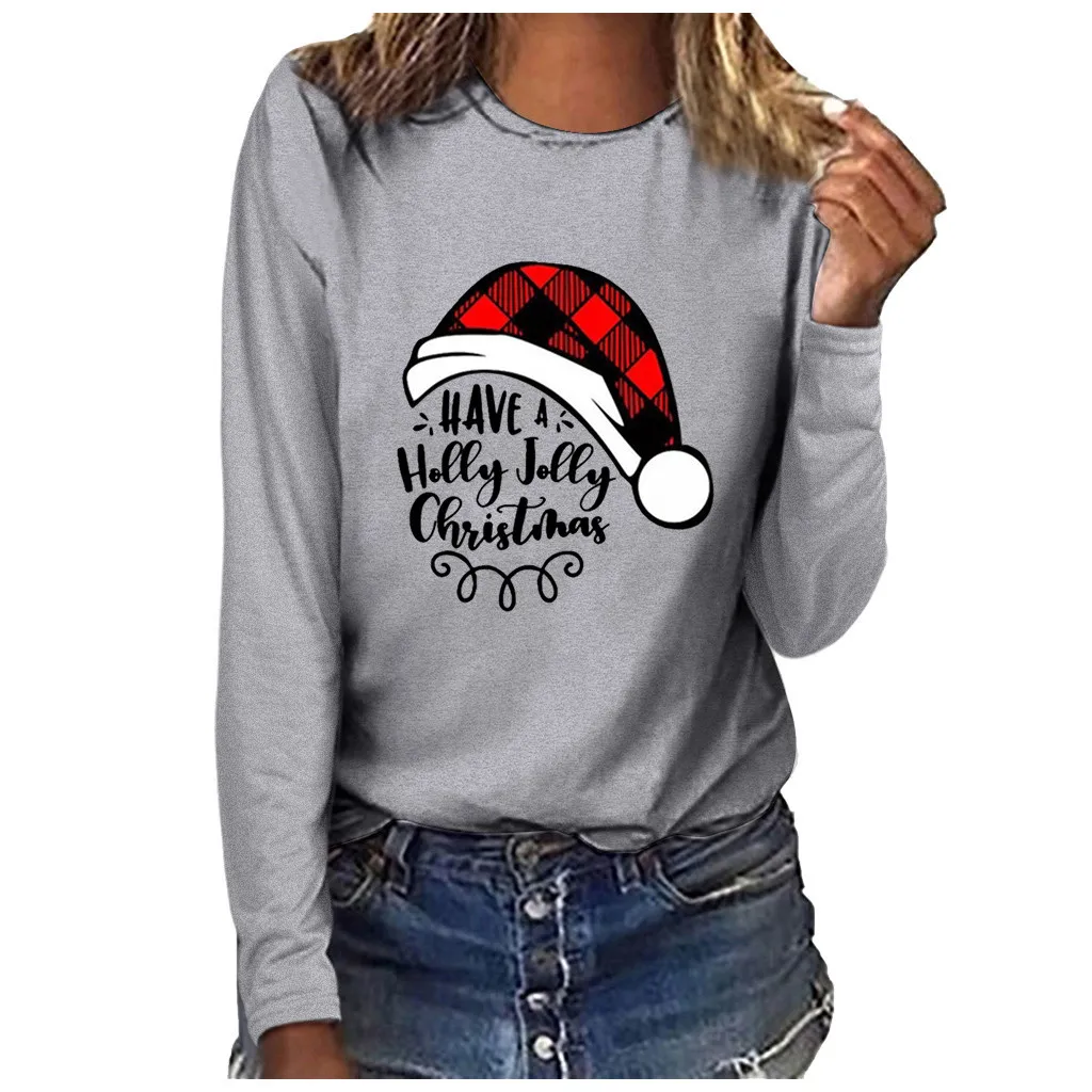 Футболки размера плюс для женщин и девочек с круглым вырезом длинными рукавами