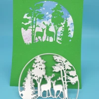 deer forest trees landscape metal cutting knife mold scrapbook photo album greeting card decoration diy handmade art