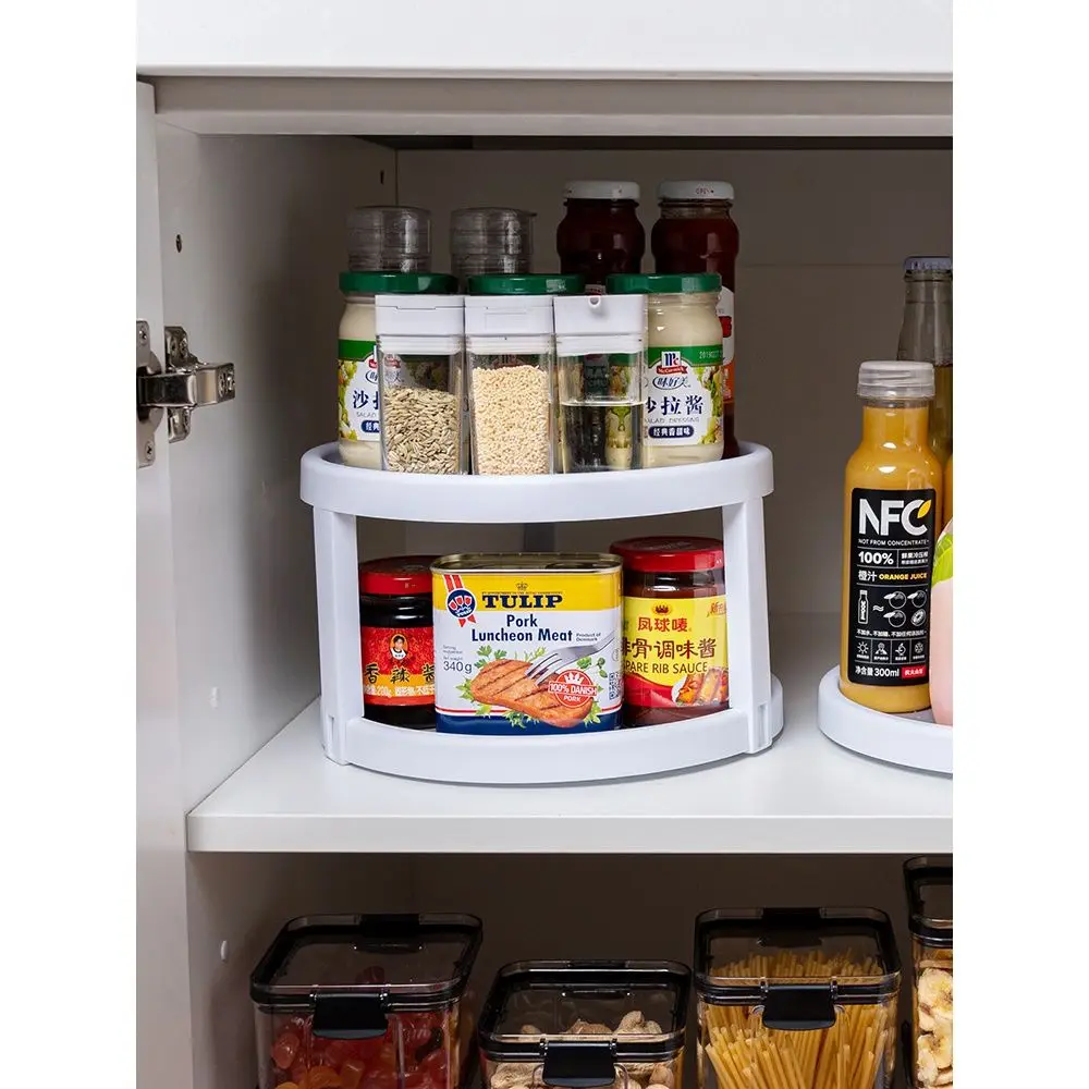 

360 Degree Rotating Seasoning Rack Kitchen Supplies Oil Salt Sauce Vinegar Storage Rack Kitchen Organizer Space Save