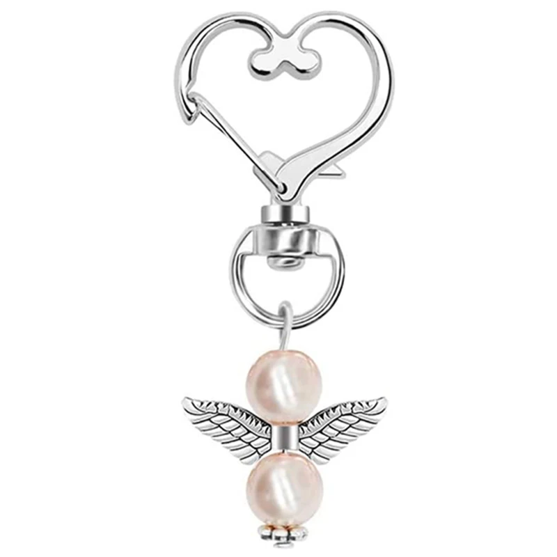 

40 Sets Pearl Angel with Heart-Shape Keychain Wedding Favor Set,Include Angel Pearl Keychains,Organza Gift Bags and More