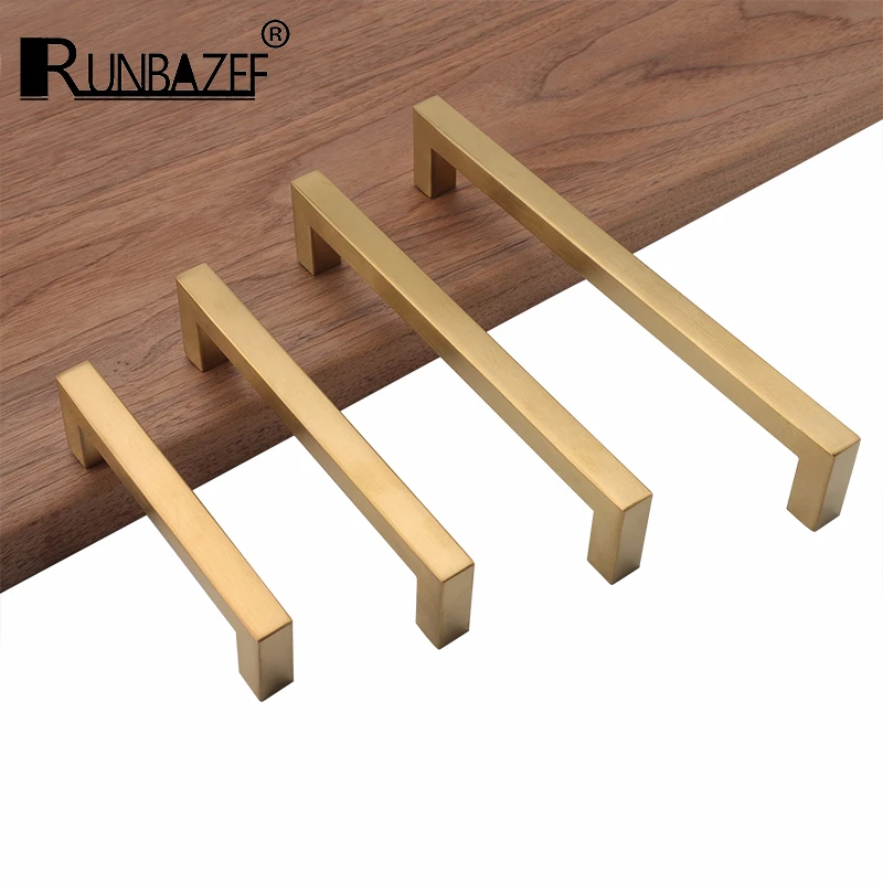 RUNBAZEF новые золотые латунные ручки для кухонного шкафа современный комод Тянет