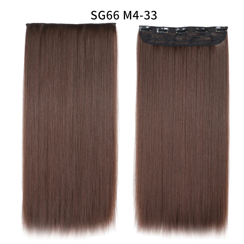 M4 33 22 дюйма длинные прямые женские накладные волосы на заколках, черный, коричневый, высокая температура, синтетические волосы - Цвет: M4 33
