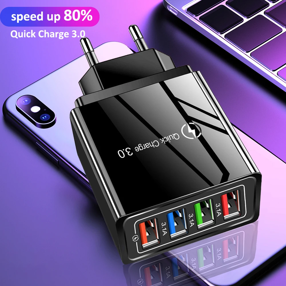 

18W USB Quick Charge 3.0 For iPhone X Charger Wall Fast Charging For Samsung S20 Plug Xiaomi Mi Mobile Phone Chargers Adapter