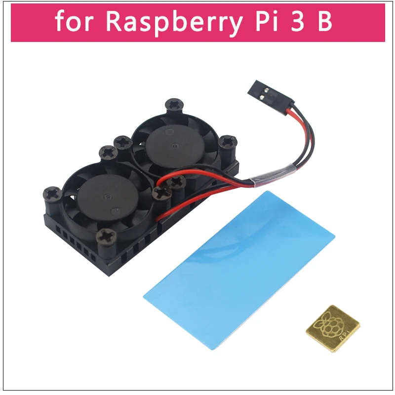 Raspberry Pi 4 B двойной вентилятор процессор печатная плата Вентилятор охлаждения кулер модуль+ радиатор для Raspberry Pi 3 Model B+ Плюс/3B/4B - Цвет: for RPI 3B