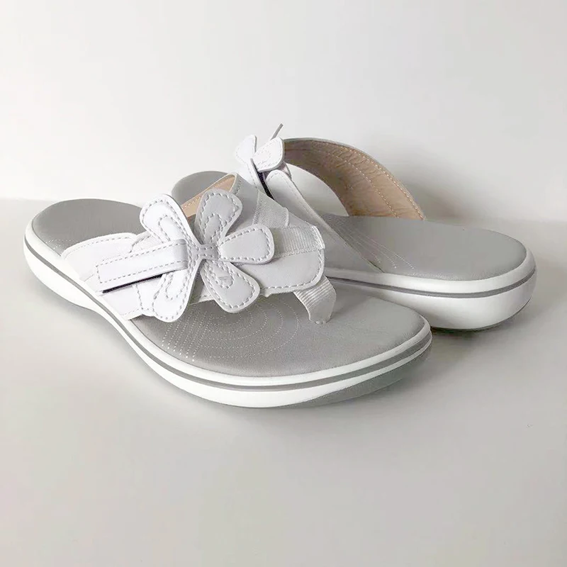 

Summer Women Outside Flip Flops Flower Slippers Plus Size Female Beach Breathable Flip Flops flat Slippers