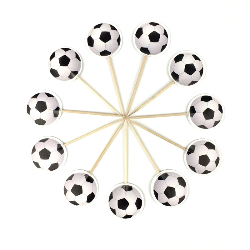 24 шт. топперы для кексов в футбольной тематике палочки мальчиков украшение