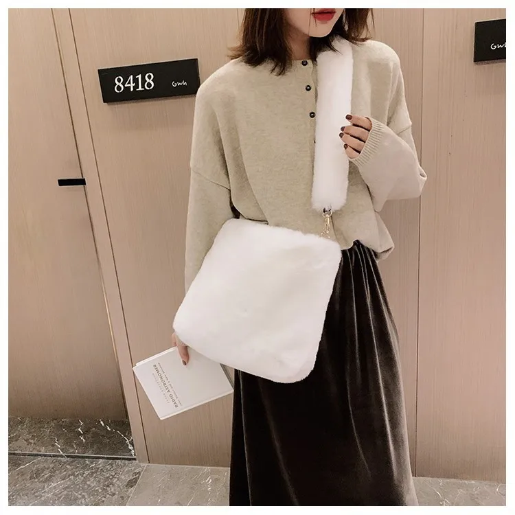 Прямая доставка зимняя сумка дизайнерские женские плюшевые сумки на плечо