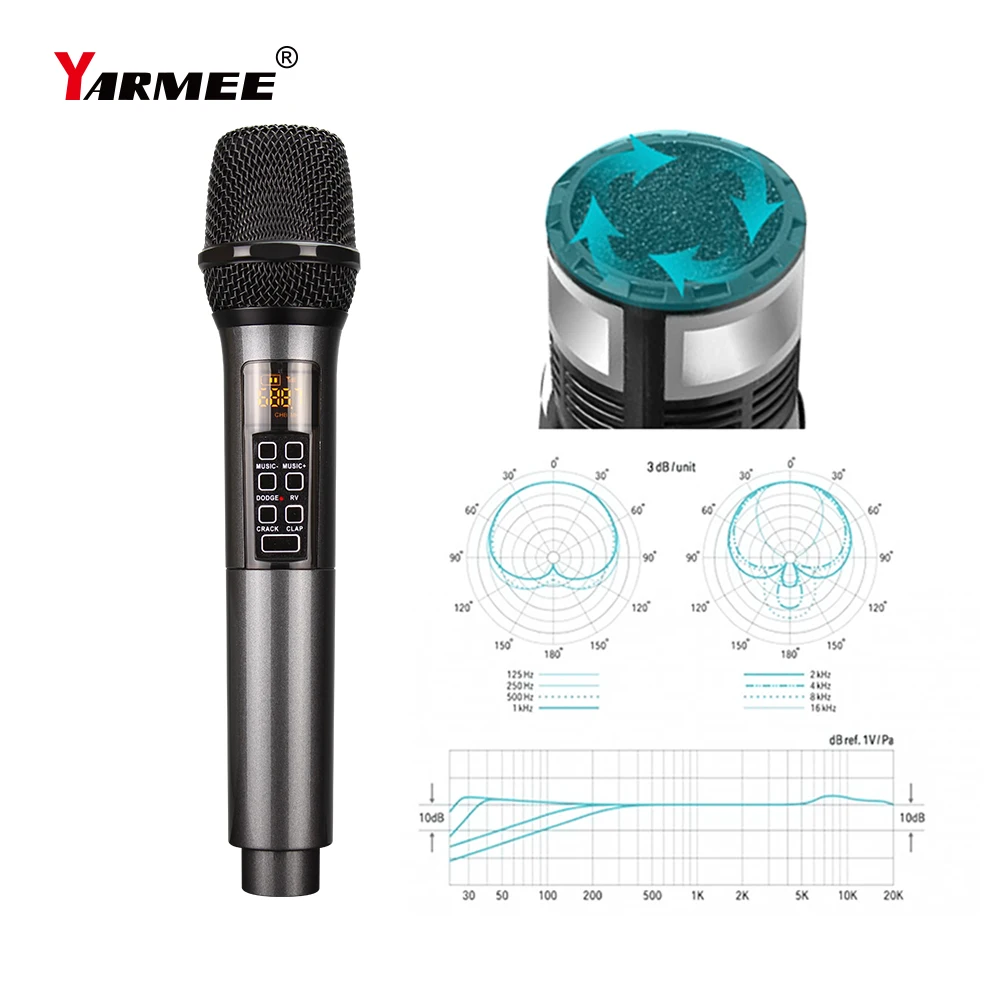 YARMEE UHF Wireless Microphone 2 Channels Professional Handheld Mic For Singing  Party Karaoke Church Show Meeting enlarge