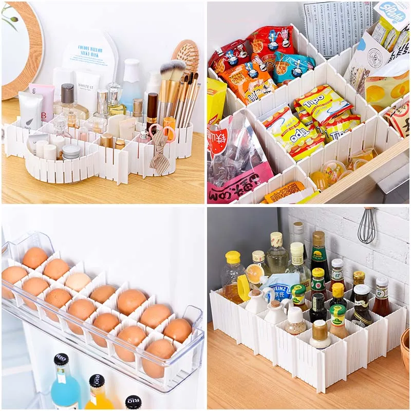 4 шт. новые регулируемые пластиковые разделители выдвижных ящиков DIY сетки