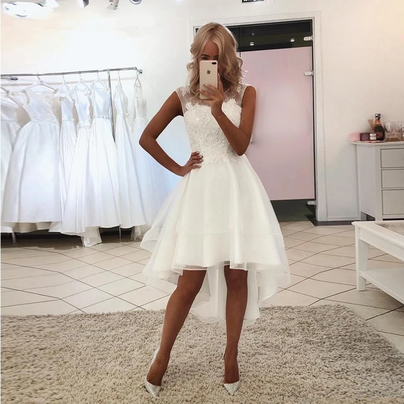 Verngo простое Короткое свадебное платье кружевное с аппликацией Элегантное без
