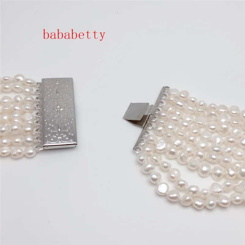Ожерелье из пресноводного жемчуга в стиле барокко 9 нитей 6 7 мм|pearl nacklace|pearl sideways