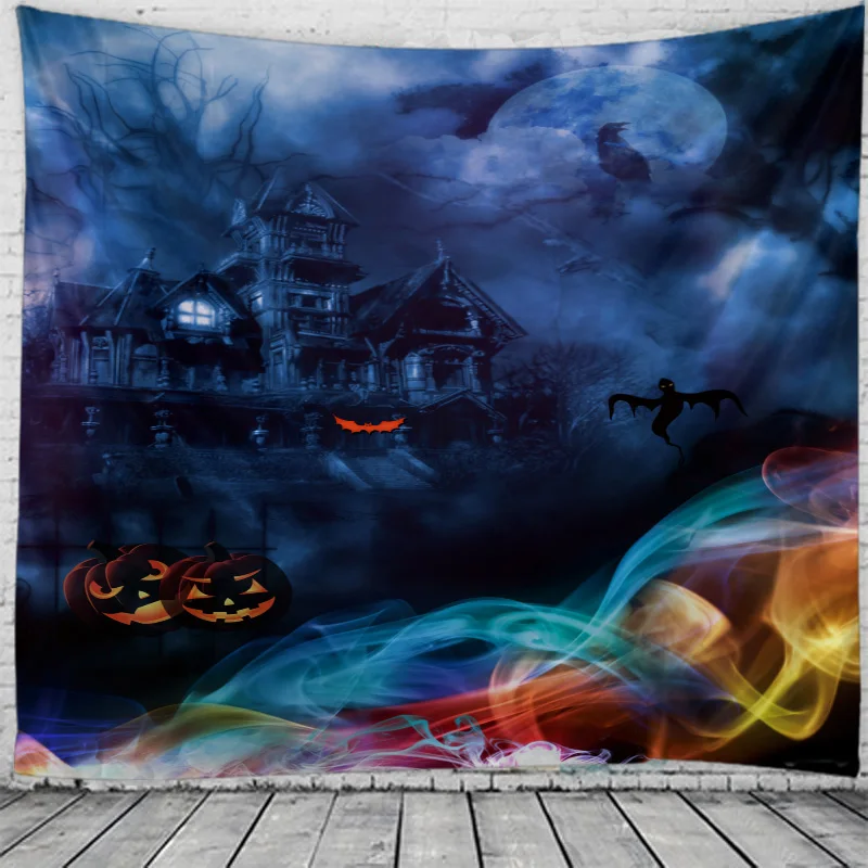

Halloween Evil Pumpkin Print Wall Tapestry Tapestries Wall Hanging Flower Psychedelic Tapestry Wall Hanging Decor Halloween Deco