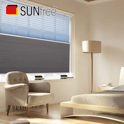 Двойные сотовые жалюзи SUNFREE для дня и ночи с функцией затемнения и фильтрации света, система управления шнуром, настраиваемый размер.
