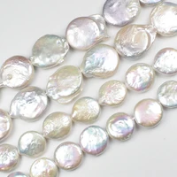 natural freshwater pearl button shape 15inch per strand for diy jewelry making pendantnecklace
