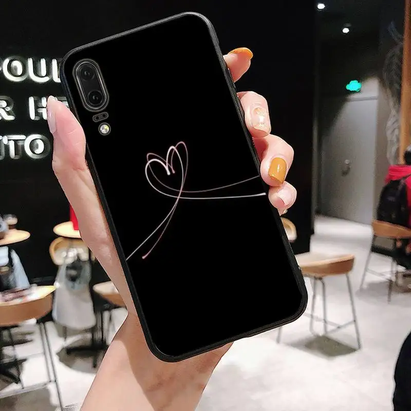 

Simple Lines Love Heart Phone Case For huawei honor 10 i lite 8x P 30 40 20 lite pro smart 2019 nova 5t mate 20 pro funda