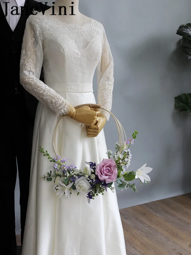 JaneVini White Purple Roses Bride Wreath Artificial Lavender Wedding Flowers Bridal Bouquets Accessories Lei Garland Basket 2019 | Свадьбы и