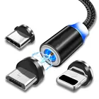 Кабель для зарядки USB-C, Micro USB, С магнитным разъемом, светодиодным индикатором, для iPhone X, 7, 8, XS Max, XR, Huawei, Samsung, Xiaomi, LG