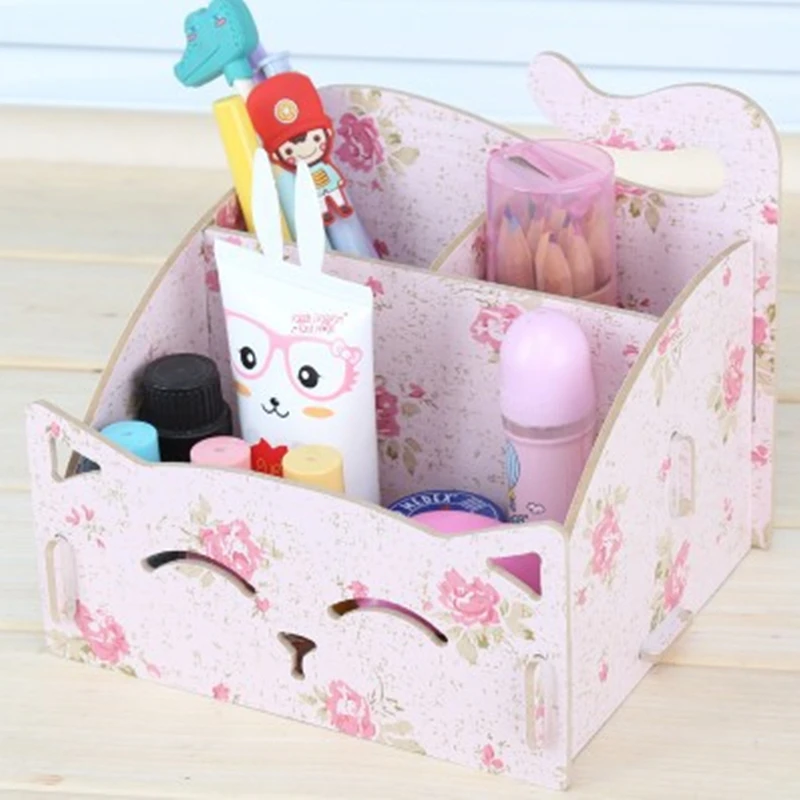 Милые держатели для ручек в виде кошки многофункциональная деревянная коробка