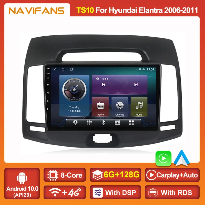 Автомобильный радиоприемник на Android 11 IPS DSP для Hyundai Elantra 4 2006 2007 2008 2011