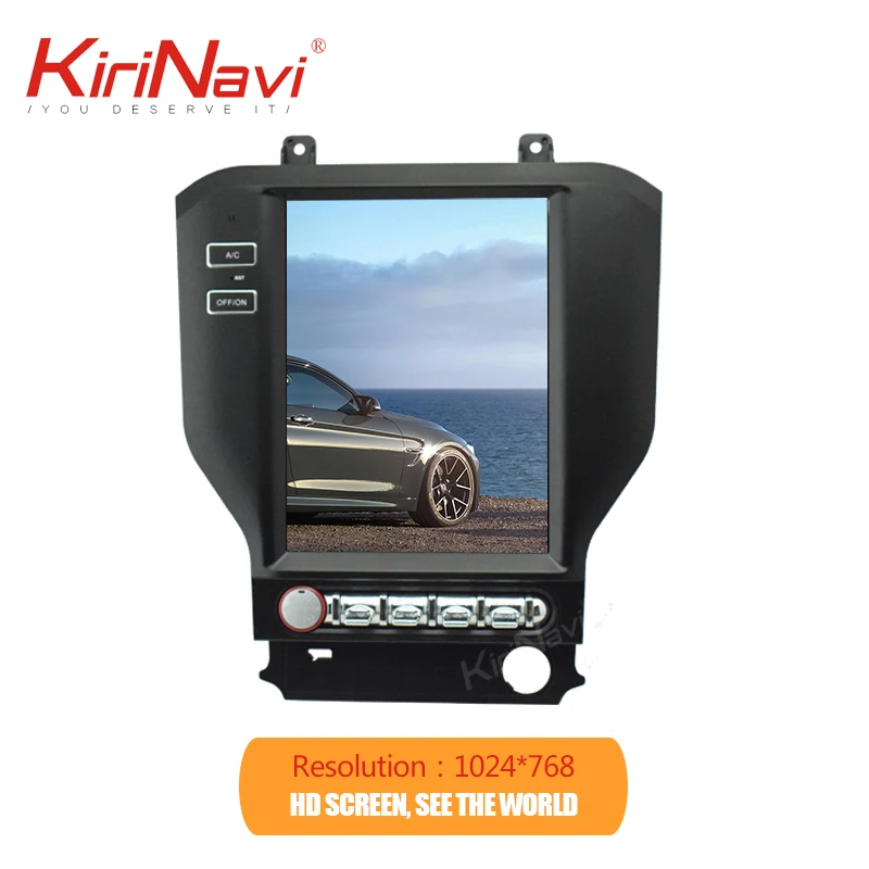 KiriNavi вертикальный экран Tesla style 10,4 ''Android 8,1 автомобильный Радио gps навигатор для Ford Mustang 1 Din DVD Автомобильный плеер