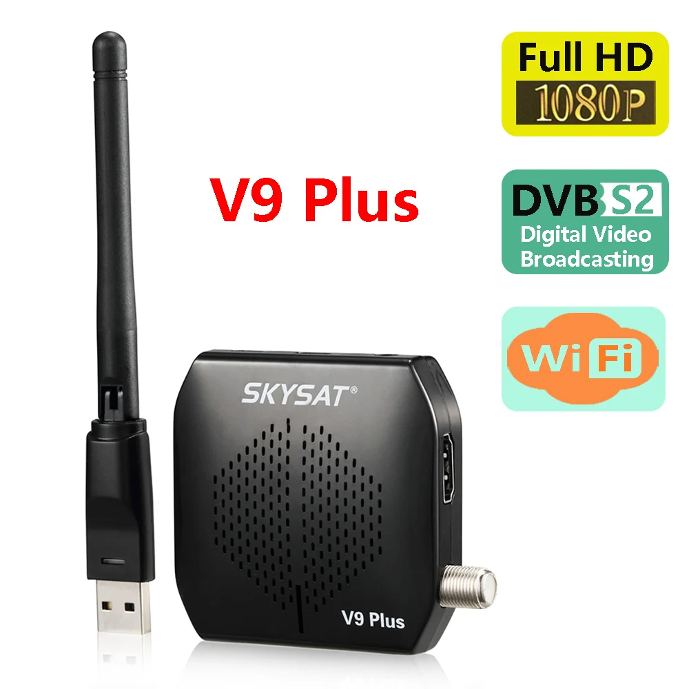 Супер Мини спутниковый ТВ приемник SKYSAT V9 Plus поддержка Cline Newcamd Full HD 1080P USB WiFi Powervu DVB