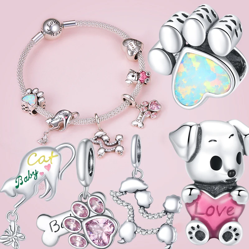 Бусины коала из серебра 100% пробы в виде животных Шарм подвеска слона для браслета