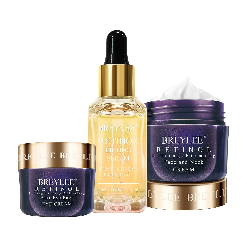 Set 3pcs Breylee Retinol крем для лица крем от морщин набор для ухода за кожей с омолаживающим эффектом Сыворотка для лица крем для глаз удаляет мелкую линию морщин затягивает увлажнение - Вес нетто: Set 3pcs
