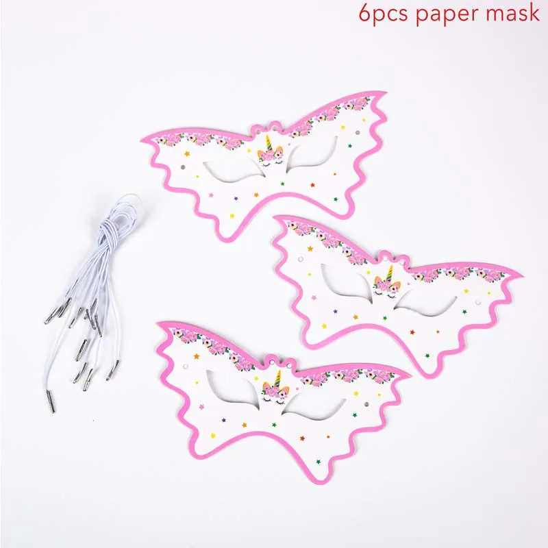 6pcs Paper Mask Радуга Единорог обертки для кексов торт Топпер Единорог День Рождения украшения для торта для вечеринки детский душ Единорог вечерние принадлежности - Цвет: 6pcs Paper Mask