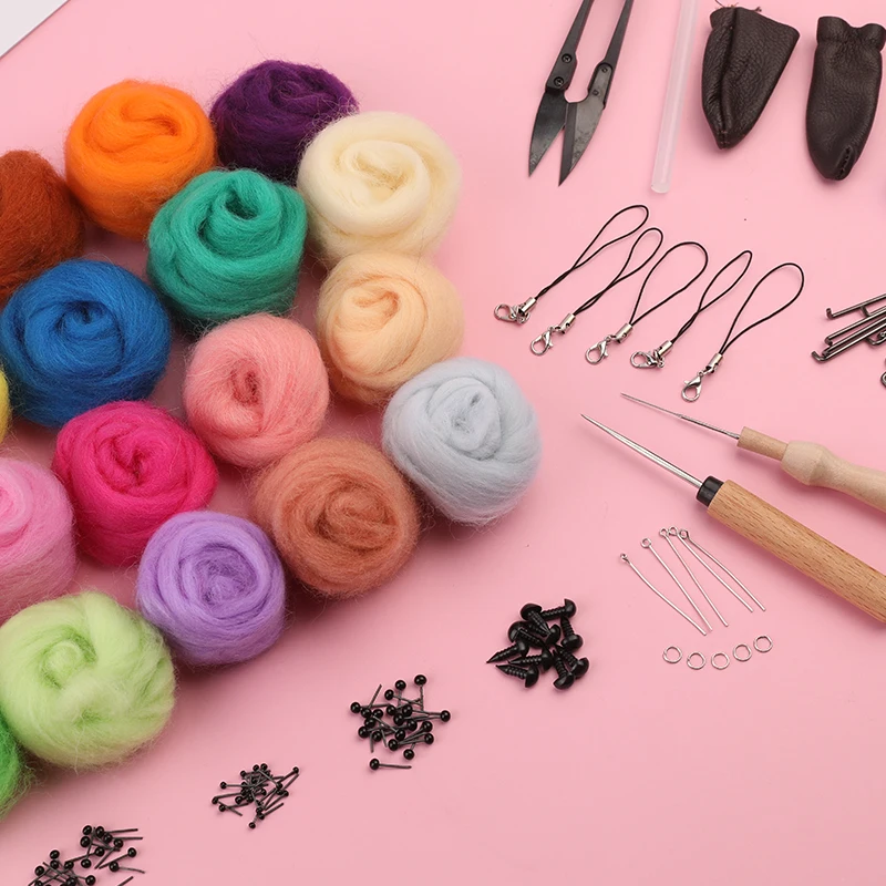 LMDZ 20Color DIY Wool Felt Kit Felting Tools Handmade Needle Set 54pcs Pack Fabric Materials Handcraft | Дом и сад