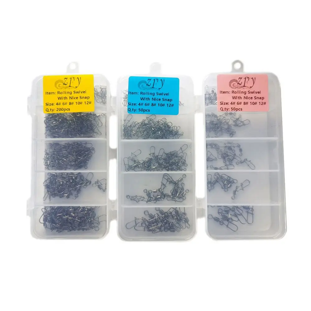 

100 шт./компл. рыболовный вертлюг с защелкой и блокировкой 4 #-12 # Вертлюг для рыболовного крючка, Аксессуары для рыбалки