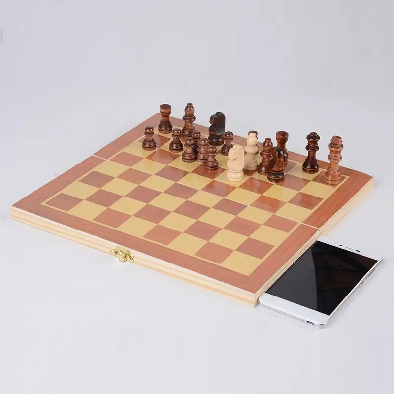 

Large Wooden Folding Chess Set Felted Game Board 30*30cm Interior Storage Adult Kids Gift Family Game Chess Board High Quality