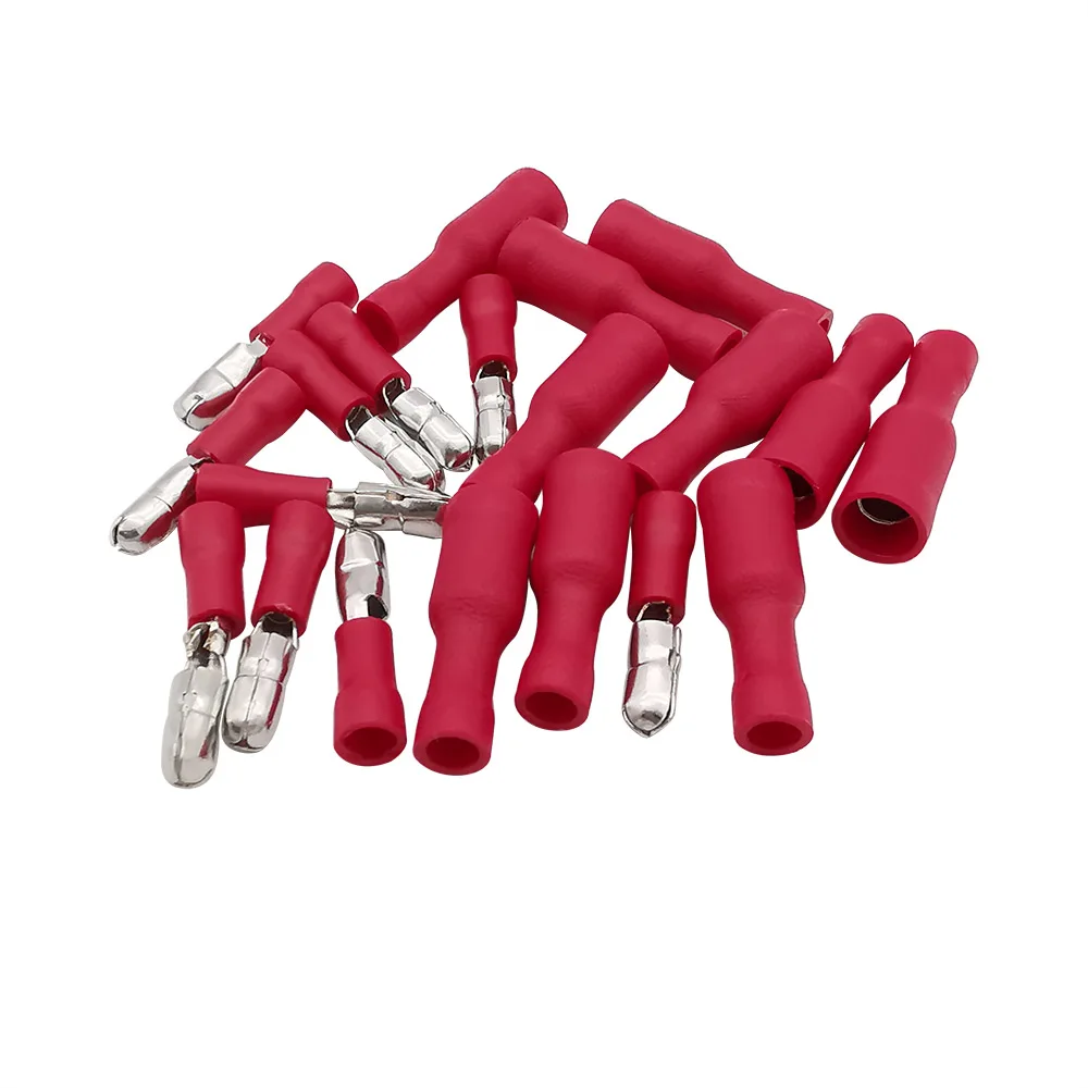 

20Pair Red Male Female Bullet Insulated Connector Crimp Terminals Wiring Cable Plug for Wire Size 0.5mm to 1.5mm/22-16 AWG Cable