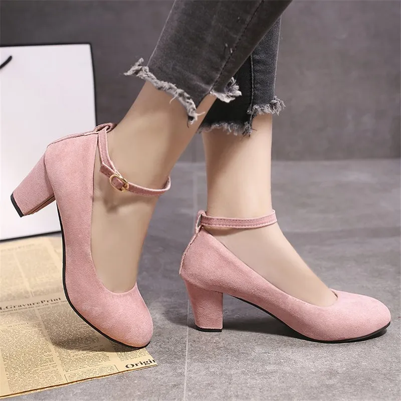 

Ankle Strap Heels for Ladies Red/pink Heels Block Pumps 2019 Black Kitten Heels Wedding Shoes Bride Party Shoes Damen Schuhe