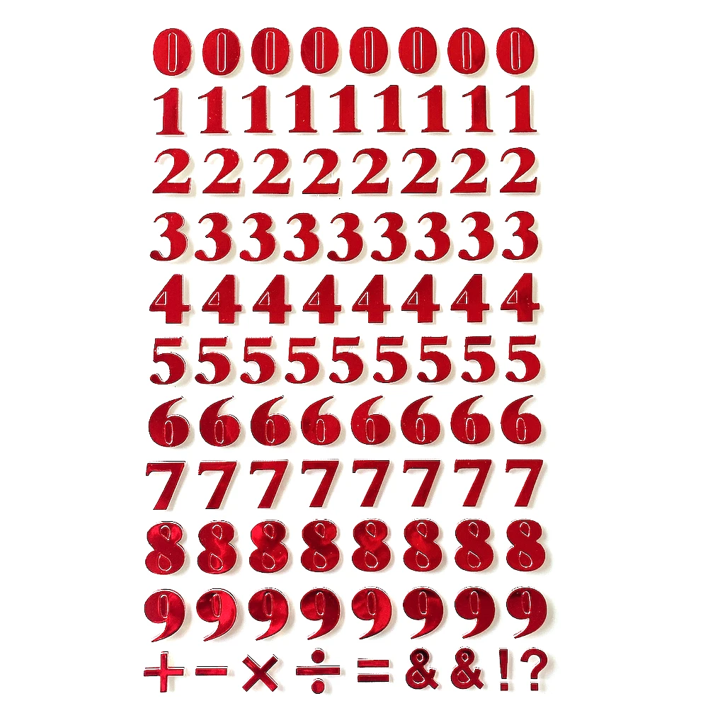 

Красная наклейка с цифрами из ПУ, набор из 2 листов, 10 цветов на выбор
