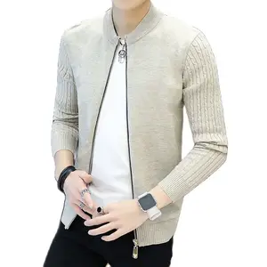 Мужской свитер, однотонный трикотажный теплый свитер, кардиган, одежда для осени и зимы, 2021