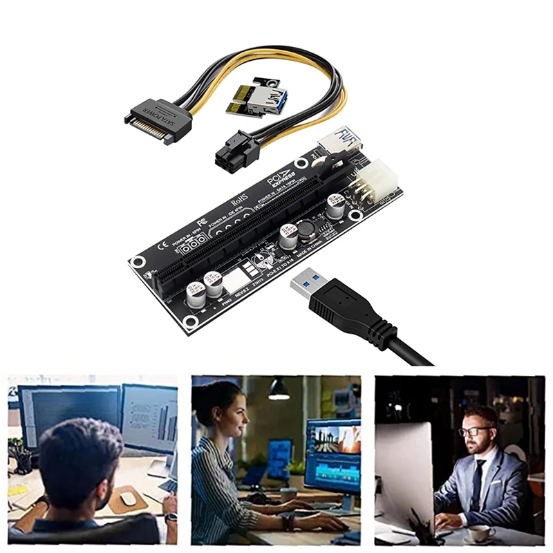PCIe Extension Cable Adapter Card X1 to X16 6PIN+USB3.0 Interface External Graphics for BTC Mining | Компьютеры и офис