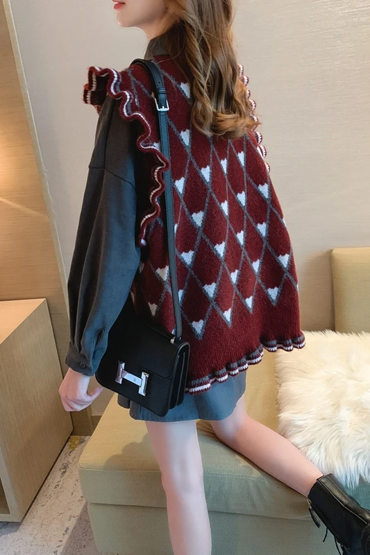 

2020 Fashion Preppy Style Knit Vest Women Knitted Sweater Vest Lovely Girls Sleeveless Plaid Waistcoat Autumn Short Outwear