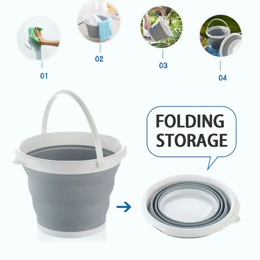 5L Foldaway Folding Bucket Camping Fishing Travel Cleaning Collapsible Carry | Дом и сад