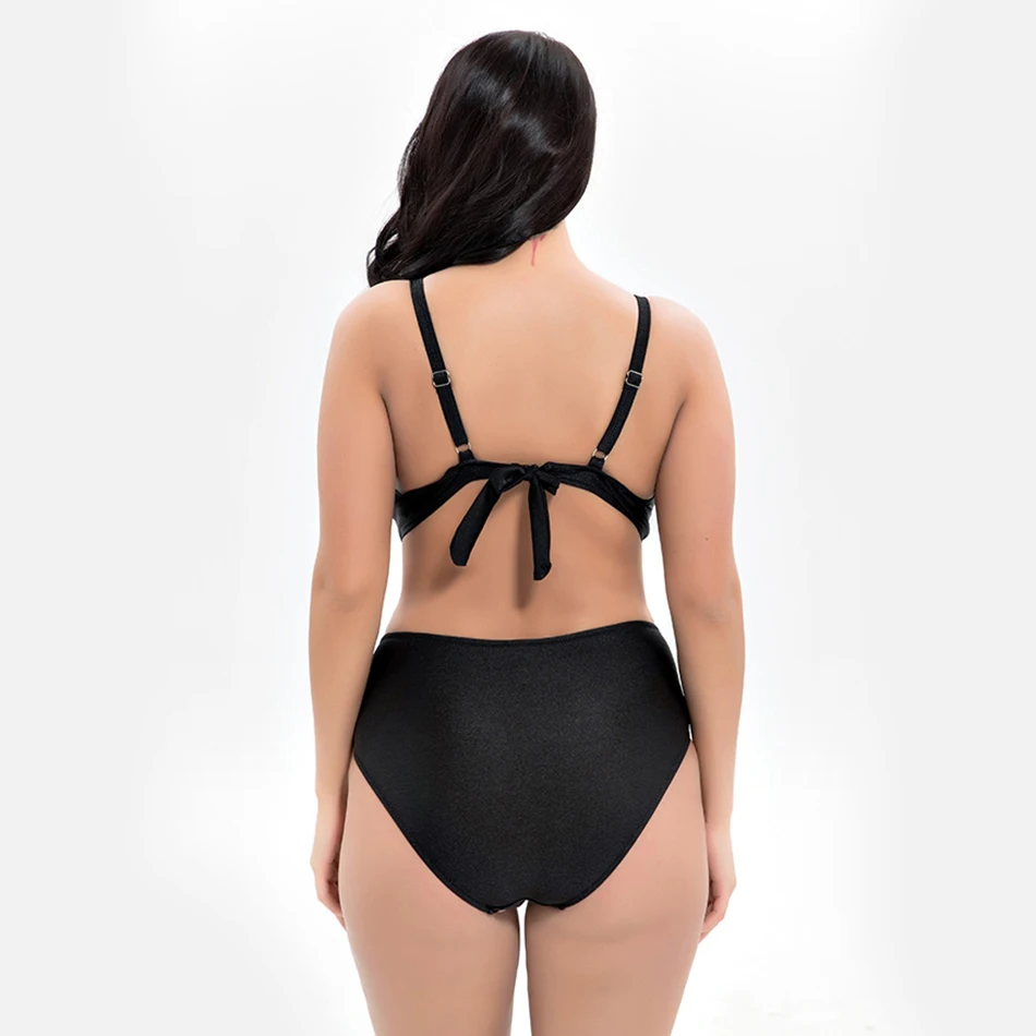 Однотонный сексуальный комплект бикини большого размера 2019 женский купальник