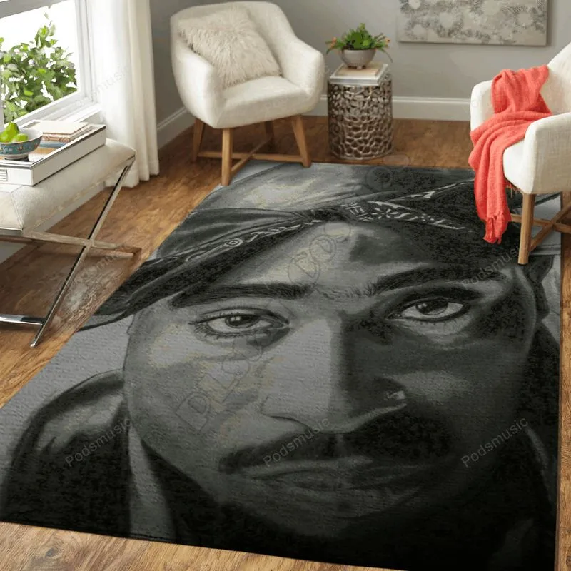 

2PAC Tupac 3D Printed Carpet Mat for Living Room Doormat Flannel Print Bedroom Non-slip Floor Rug 01