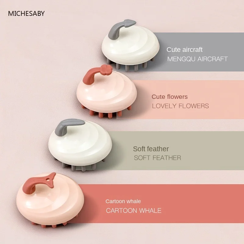 MICHESABY Бытовая силиконовая щетка для мытья волос с ручкой не травмирует голову