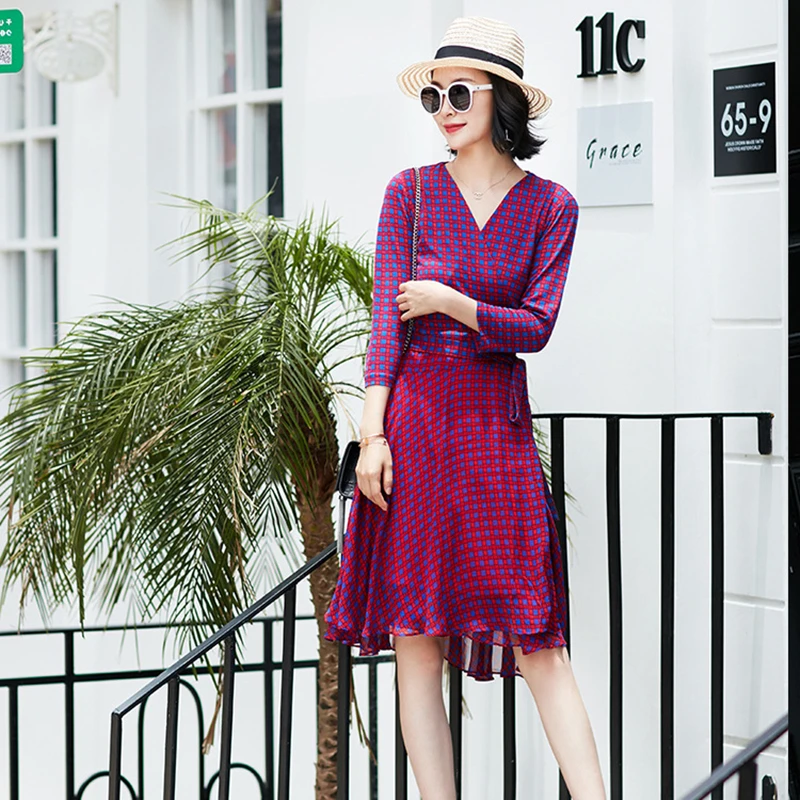 Женское летнее платье с V-образным вырезом и принтом | Женская одежда