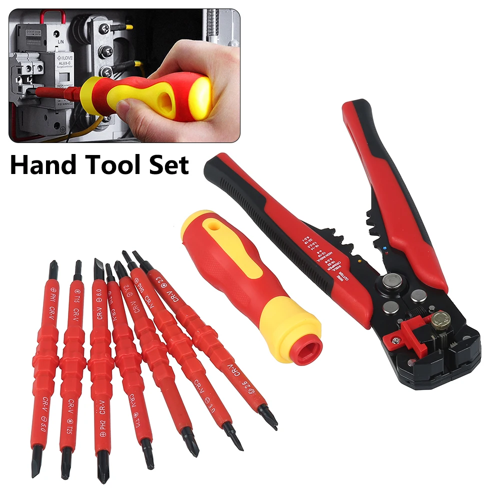 

Hand Tool Set Advanced Insulation Electrician Pen Kit Screwdriver Set Automatic Wire Stripper Tubular Crimping Tools Pliers