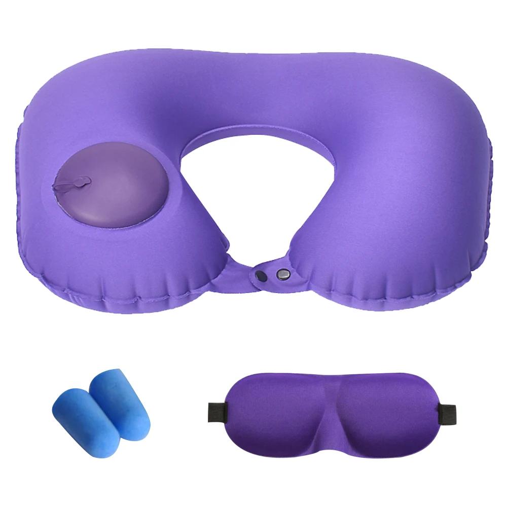 TPU purple Urijk надувные u-образные подушки для путешествий портативная уличная подушка для шеи путешествия складной медленный отскок пены памяти Поезд Самолет - Цвет: TPU purple